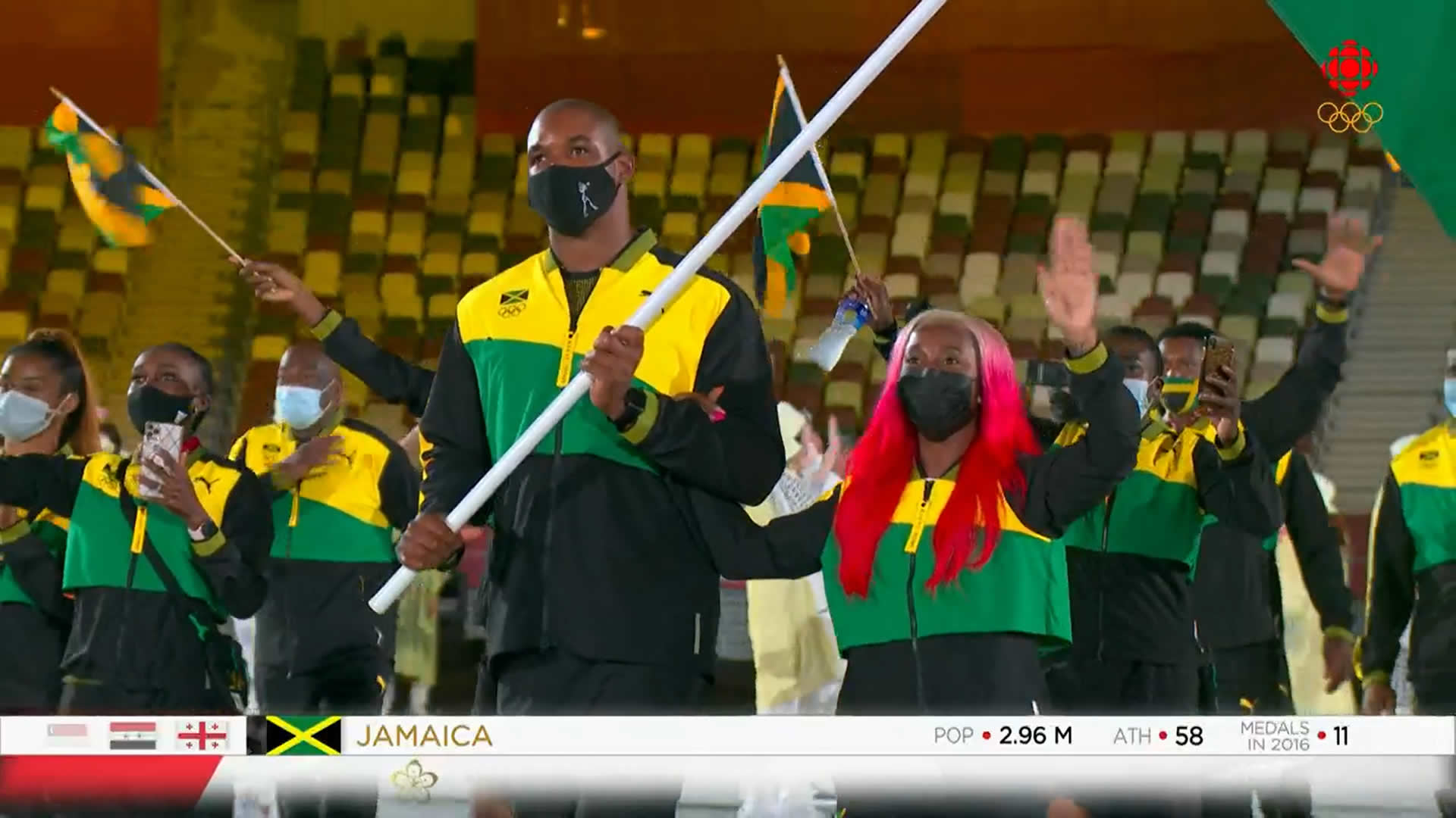 Here comes the Jamaicans during the 2020 Tokyo Olympics Ceremony